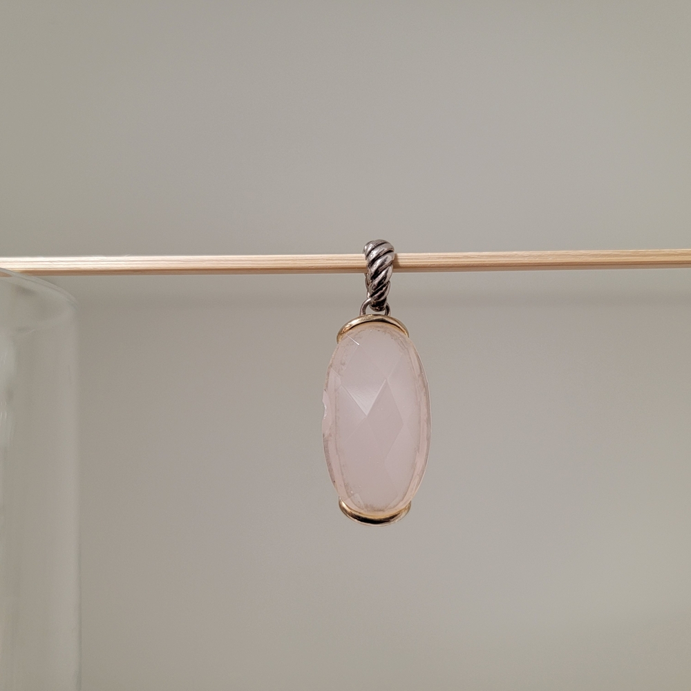 Vintage Facetted Rose Quartz Silver Pendant